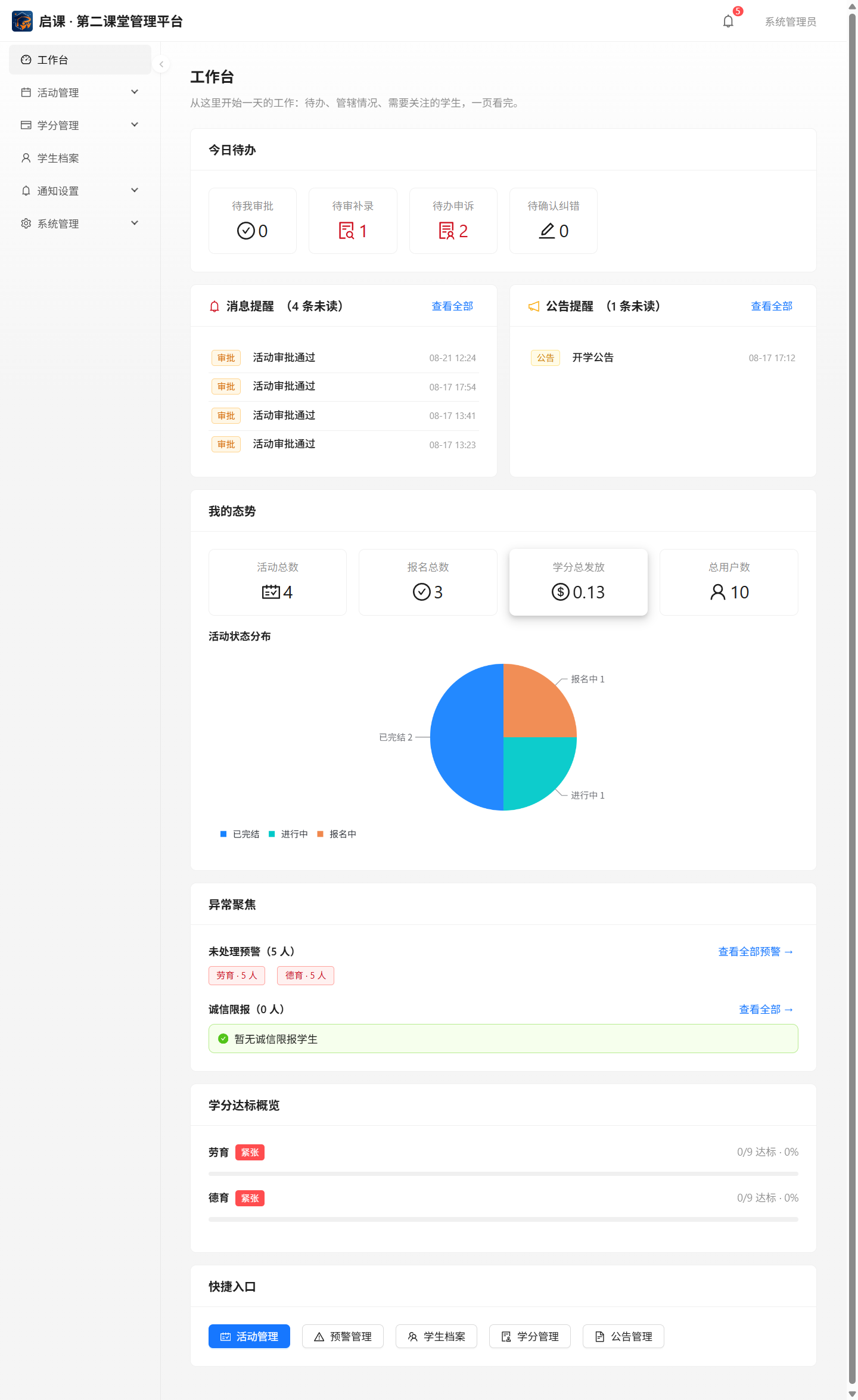 启课管理端工作台